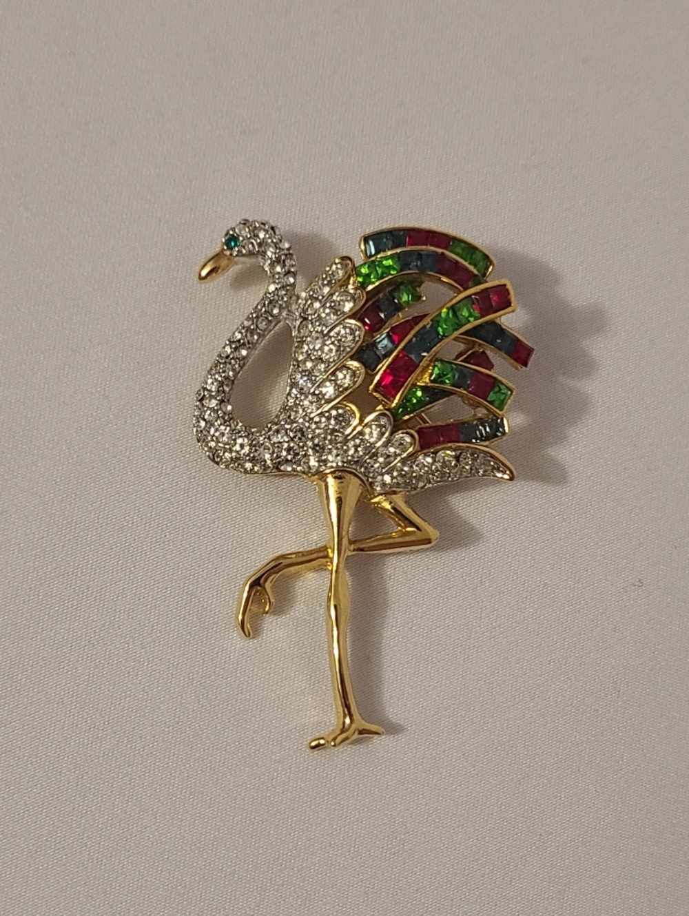 Flamingo Crystal Colorful Looking Brooch Pin